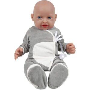 🆕23 inch Full Body Platinum Silicone Bald Baby Dolls Open Eyes Closed Mouth Boy